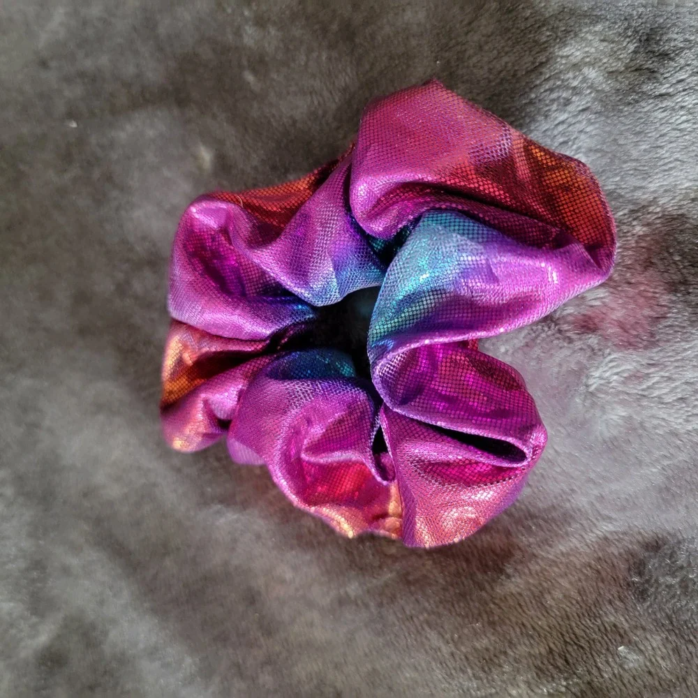 Unbranded Hair Scrunchie Womens OS Iridescent Excellent Metallic Holographic